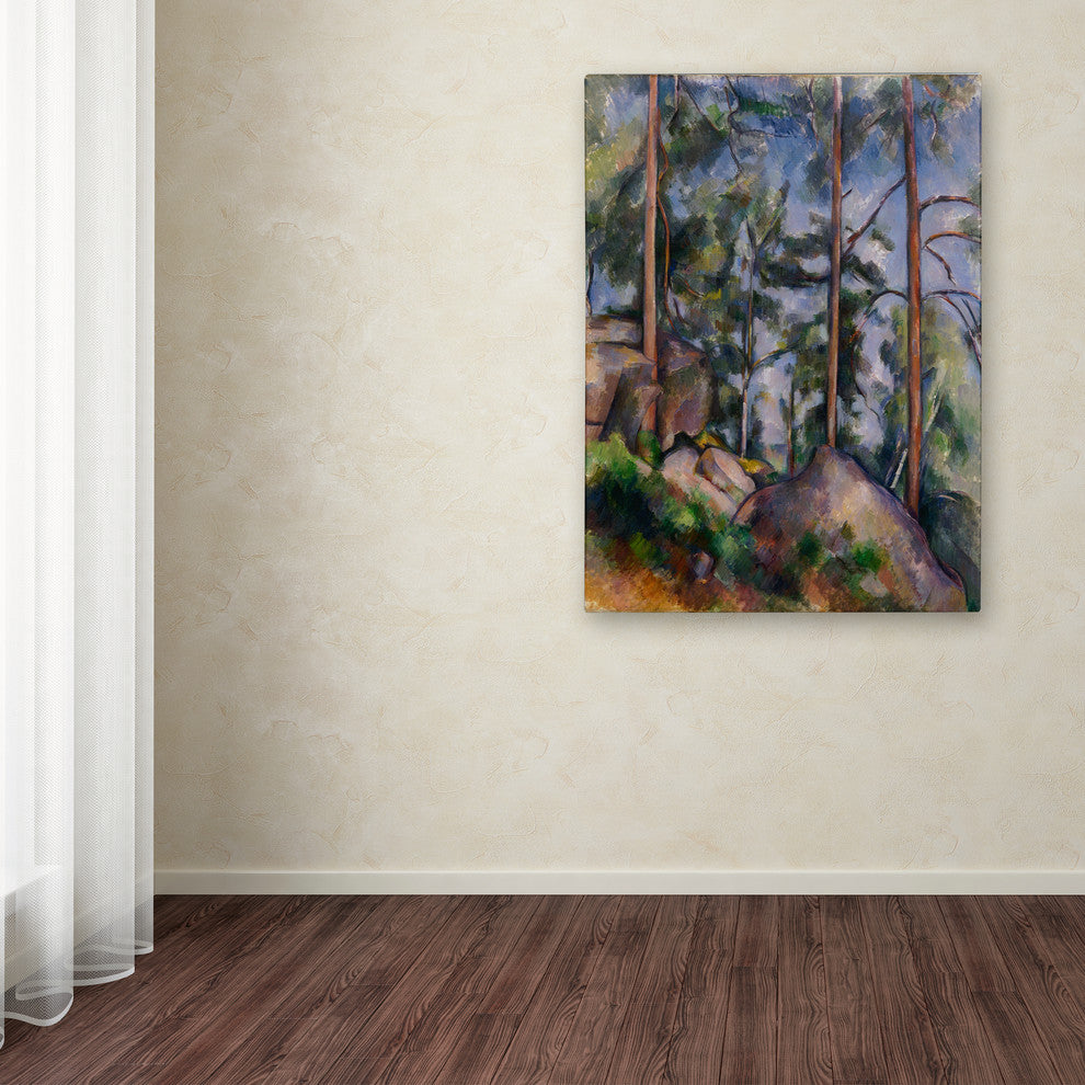 Cezanne 'pines and rocks' Canvas Art, 19 x 14