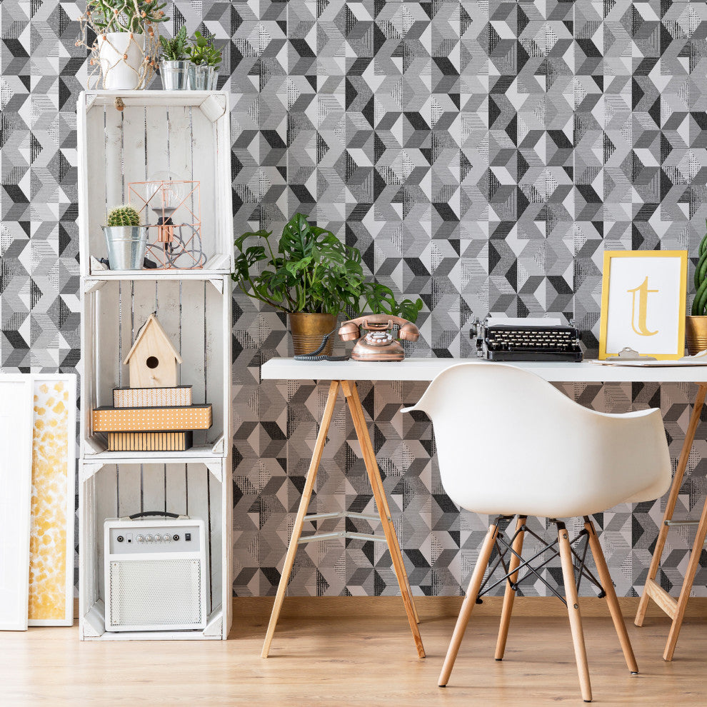 Transform Tribal Geo Mono Peel and Stick Wallpaper