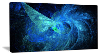 Blue on Dark Fractal Illustration, Abstract Canvas Art Print, 60x28