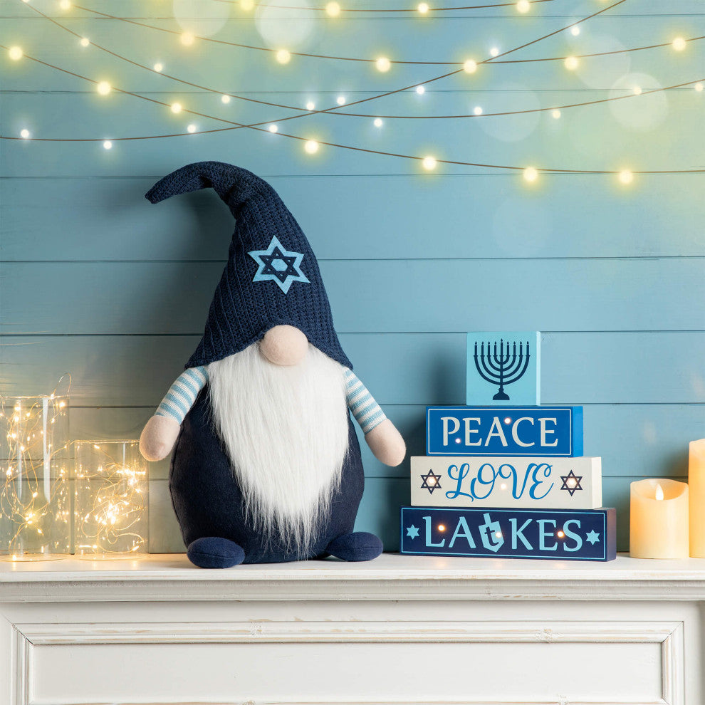 25.5"H Fabric Hanukkah Gnome Standing Decor