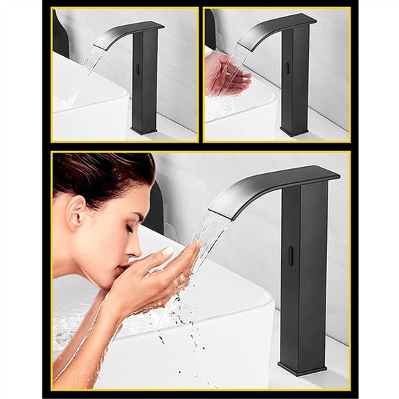 Automatic Touchless Sensor Bathroom Sink Faucets, Black Tall