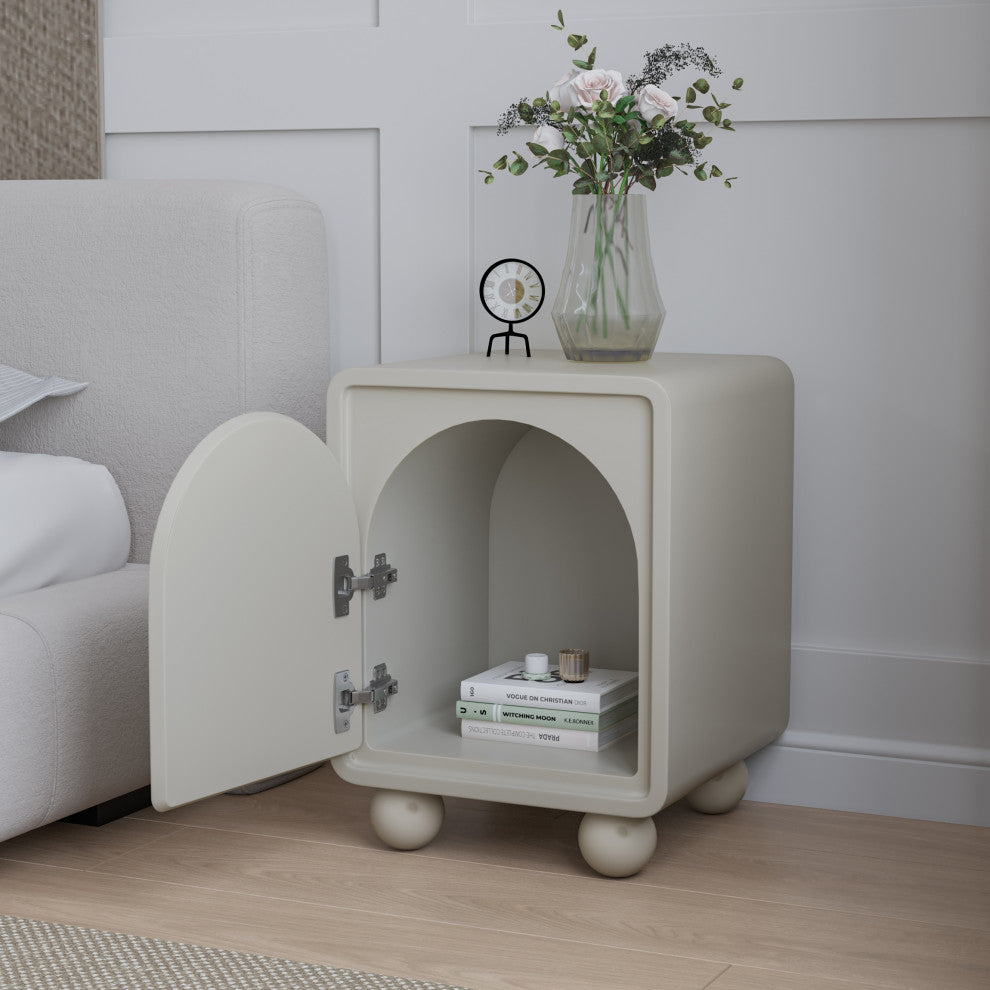 Modern Night Stands with Arched Cabinet Door, Ecological Board