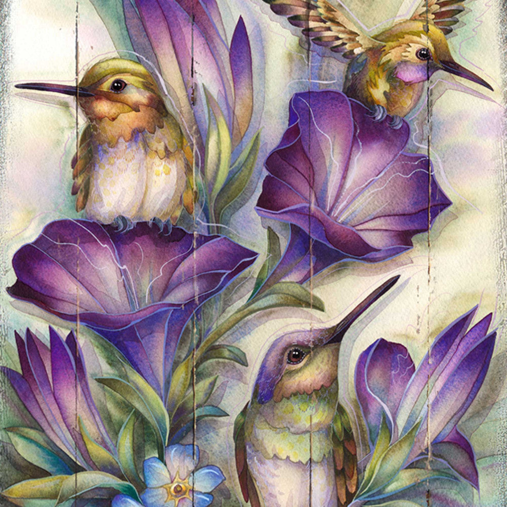 Everlasting Friendship Hummingbirds Wooden Wall Art, Oversized 48x36