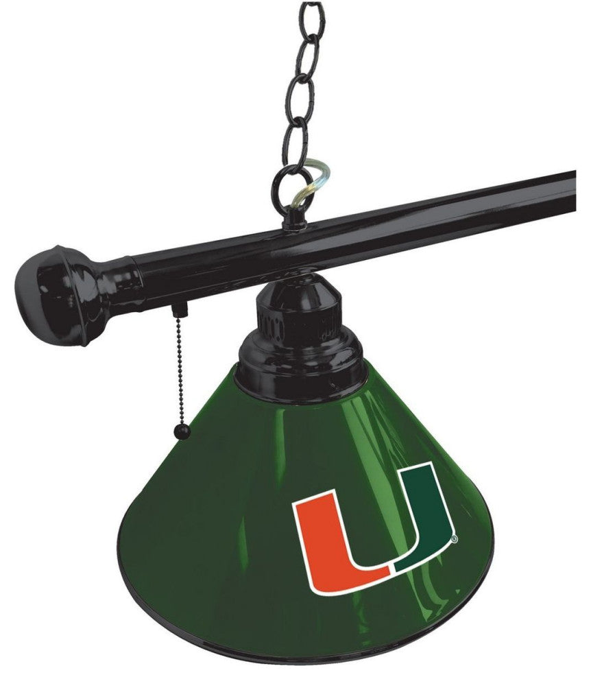Holland University of Miami FL 3-Shade Billiard Light - Black Fixture
