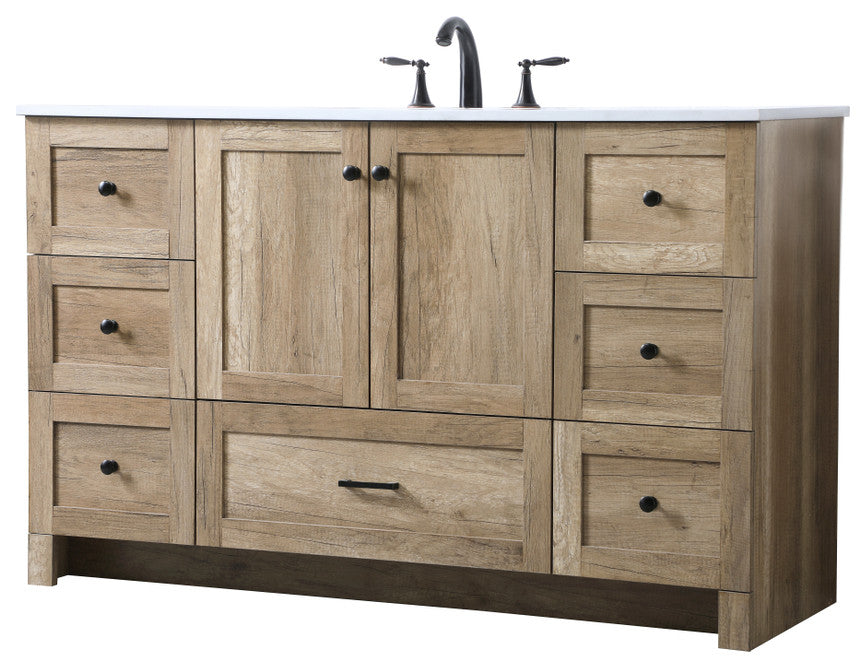 Home Living 54" SIngle Bathroom Vanity, Natural Oak