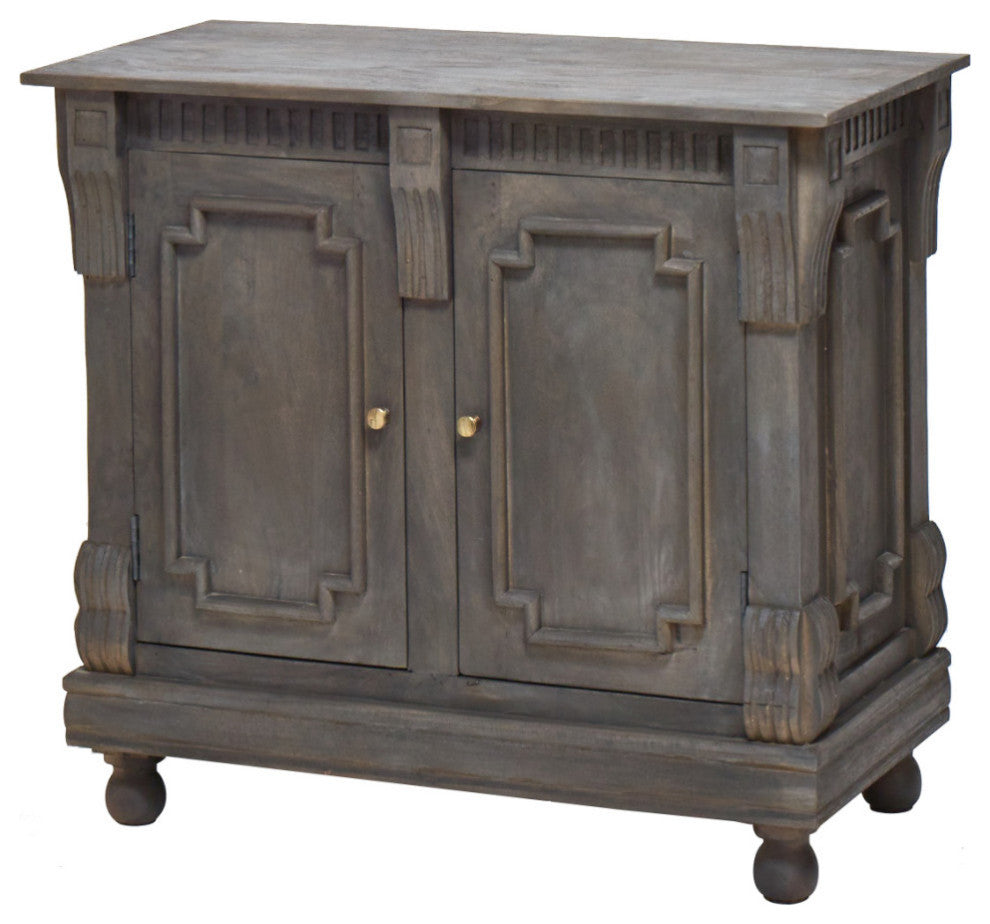 60" Solid Wood Dining Room 3 Door Sideboard Distressed Gray