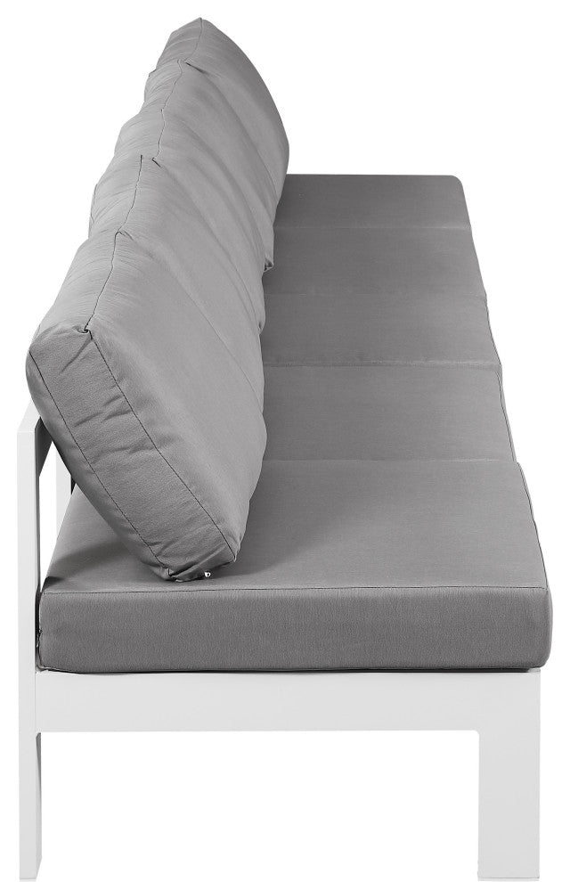 Nizuc Water Resistant Patio Modular Straight Sofa, Gray, 5-Piece: 5 Armless Chair, White Aluminum Frame