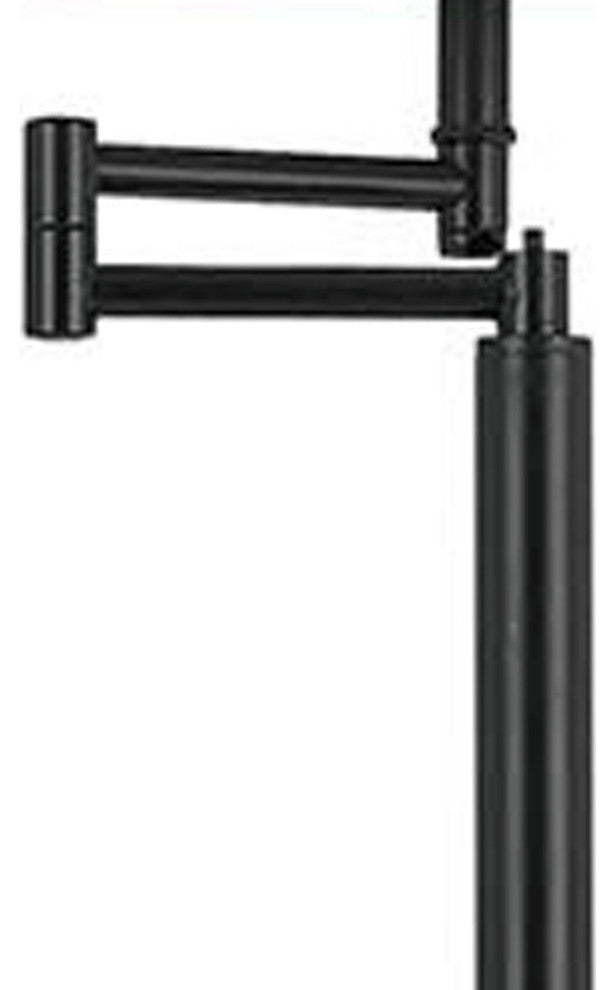 60" Bronze Swing Arm Floor Lamp With White Square Shade