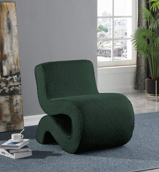 Desiree Boucle Fabric Upholstered Accent Chair, Green