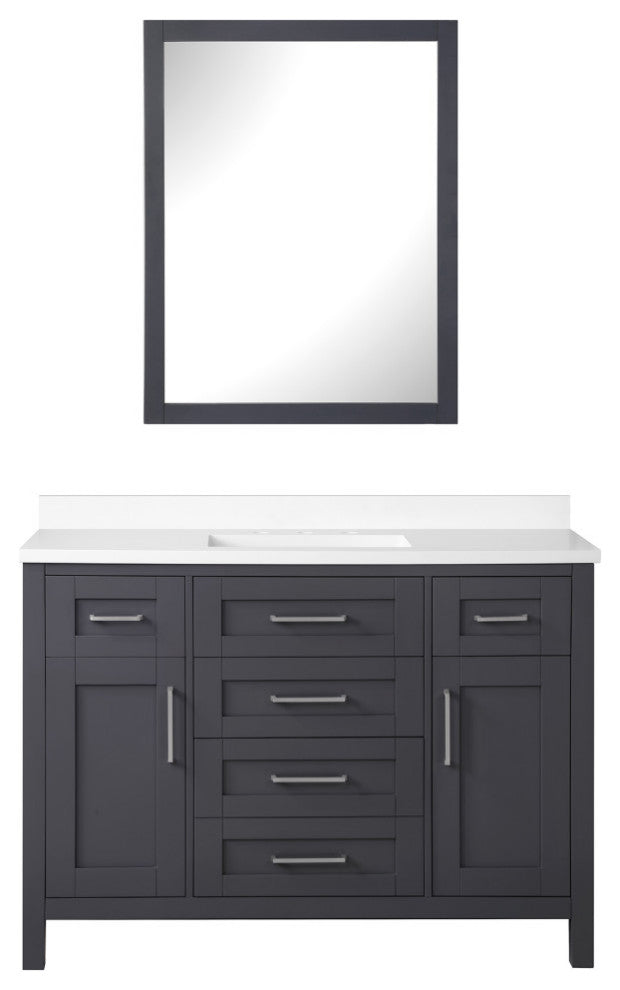 OVE Decors Tahoe Vanity With Mirror, Dark Charcoal, 48"