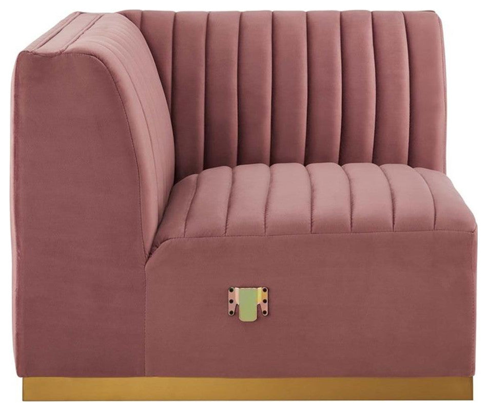 Conjure Channel Tufted Performance Velvet Left Corner Chair