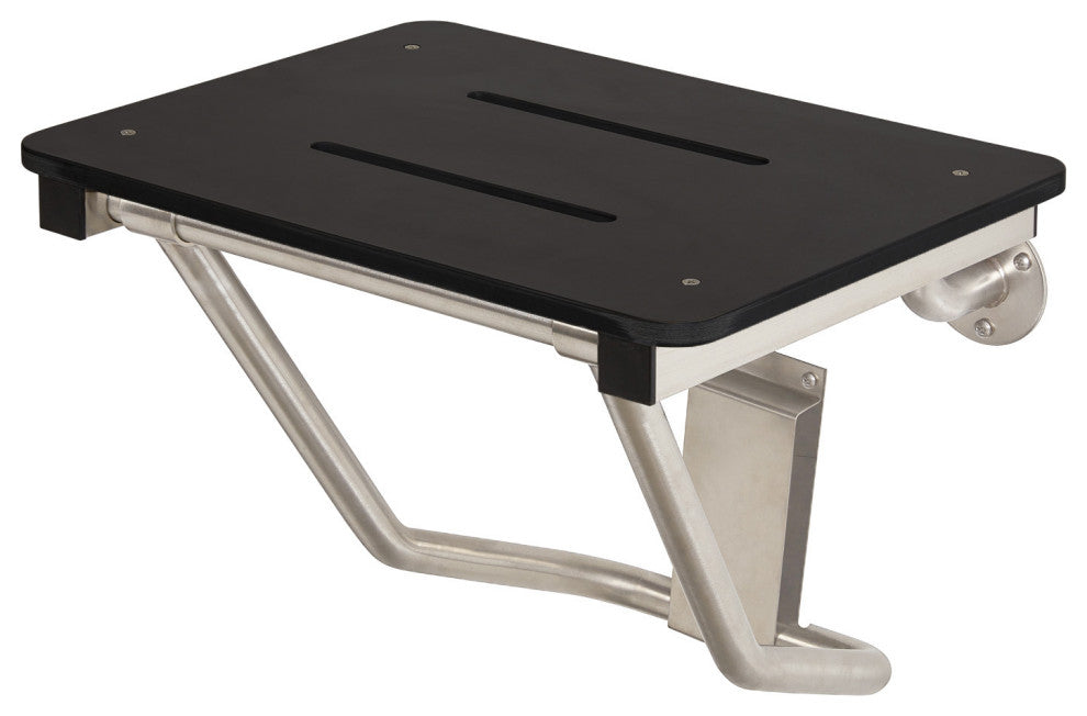 Folding Wall Mount Shower Seat Bench, ADA Compliant, Matte Black, 28"