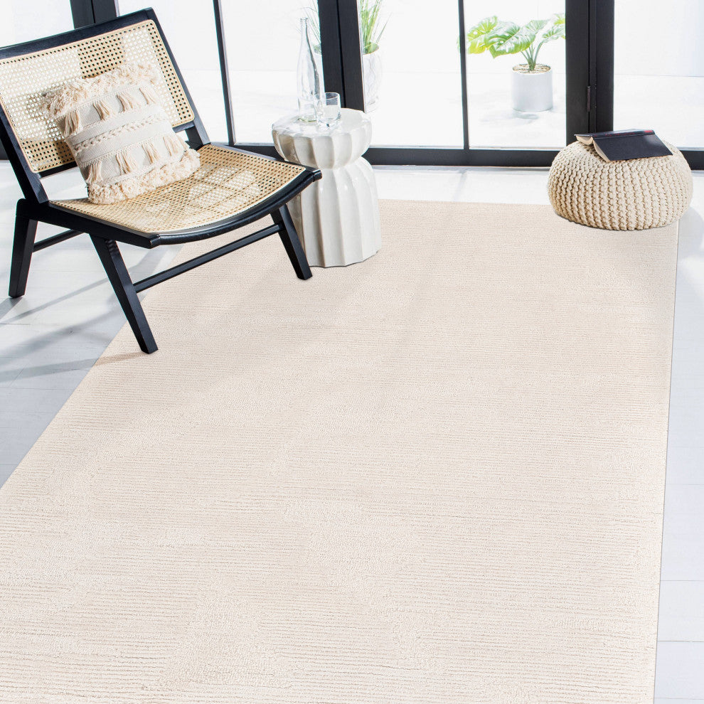 Mexico Abstract Ivory Hand-Hooked Area Rug 3'6" x 5'6"
