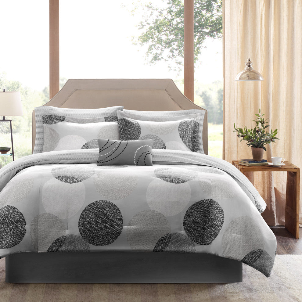 Madison Park Microfiber Printed 7-Piece Comforter Set, Full