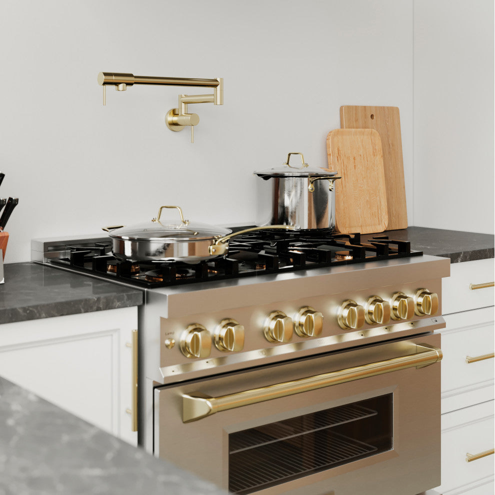 ZLINE Gemini Pot Filler, Polished Gold, GEM-FPF-PG