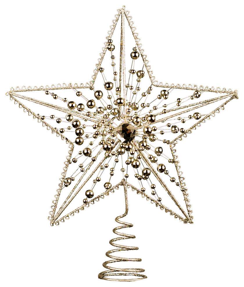8" Silver Jeweled Metal Star Tree Topper