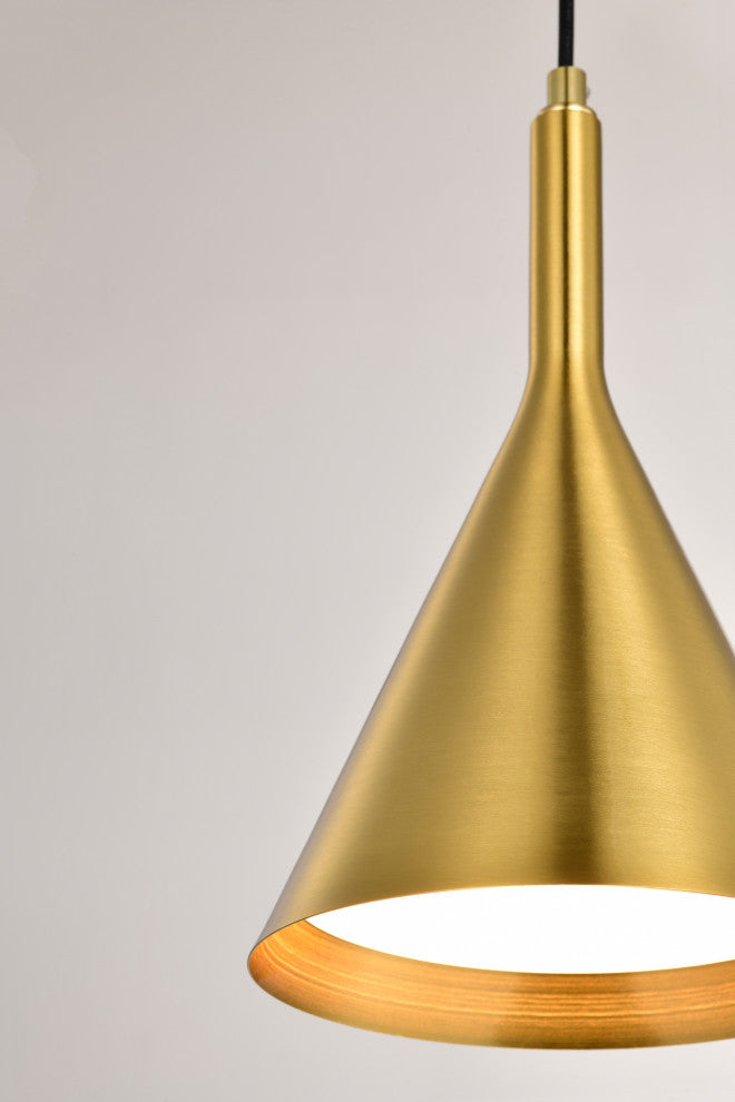 Carson 1-Light Gold Metal Cone Hanging Kitchen Pendant Light