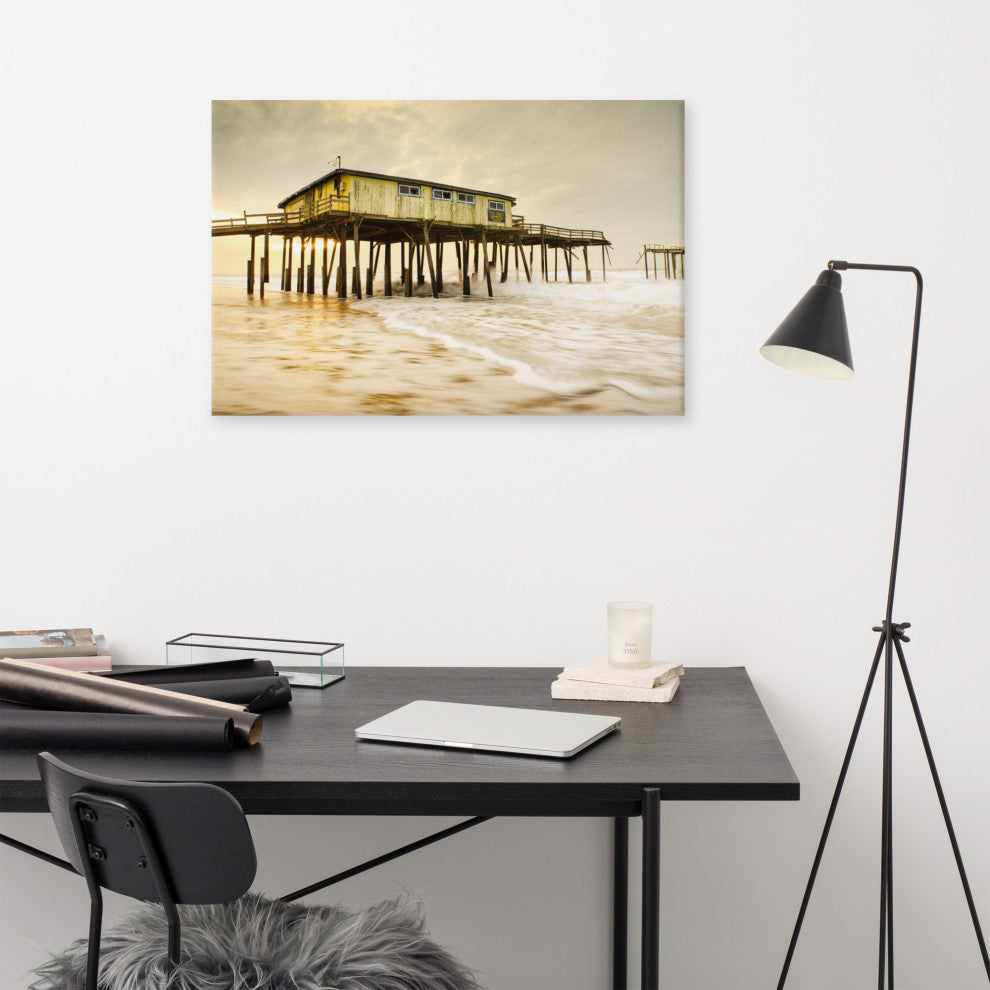 Vintage Abandoned Frisco Fishing Pier Canvas Wall Art Prints, 24" X 36"