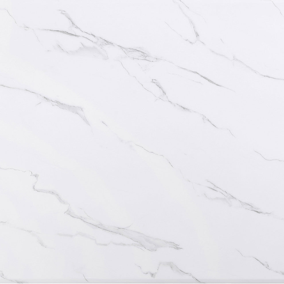 Venera Rectangular 79" Faux Marble Dining Table White