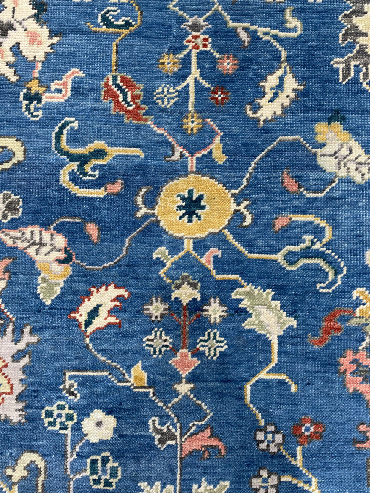 EORC Blue/Beige Hand Knotted Wool Colorful Mahal Classic Rug, 8'x10