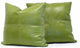 Square Genuine Leather Accent Throw Pillows, Set of 2, Kiwi Green, 22"x22"