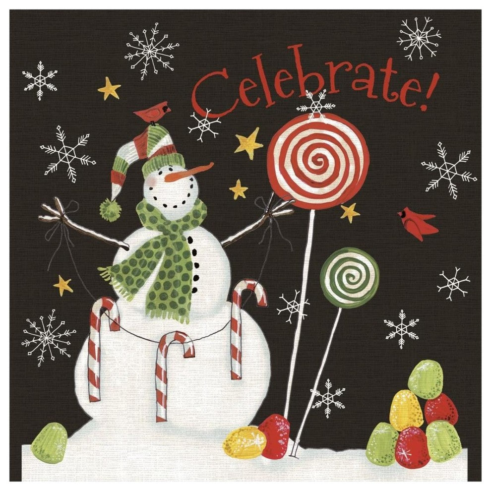 "Sweet Snowmen I Black" Digital Paper Print by Anne Tavoletti, 32"x32"
