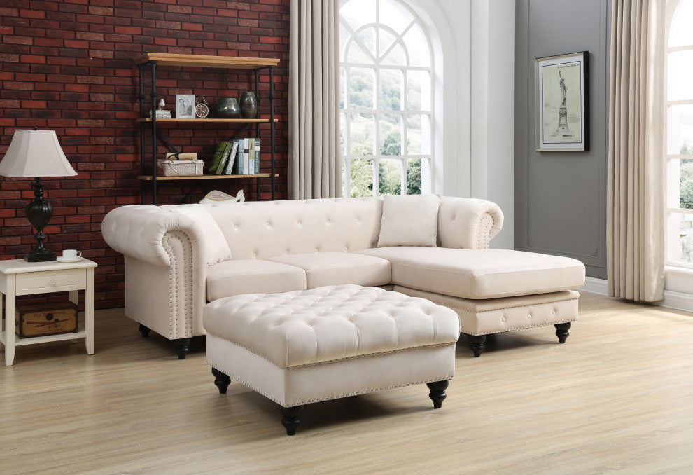 Nola Sofa Chaise, Ivory