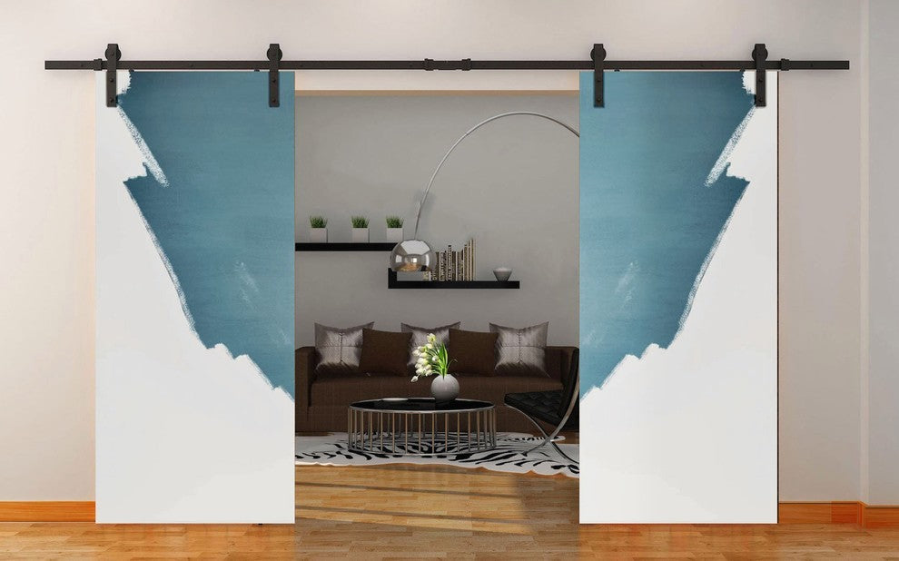 Sliding Double Barn Doors 48 x 80 & 13FT Rail | Planum 0010 Paintable White