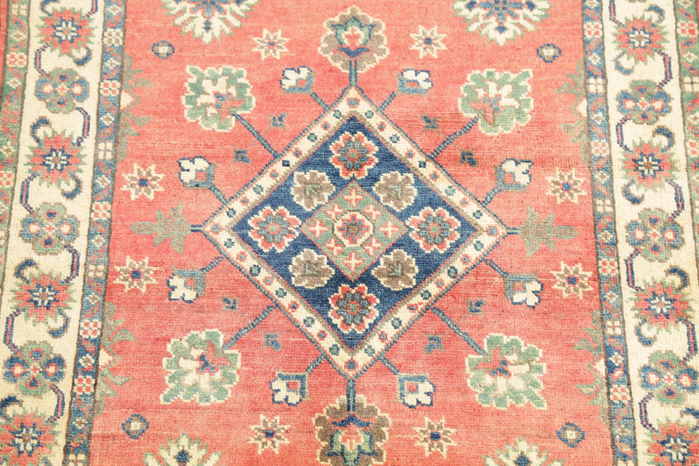 Hand Made Kazak Oriental Faded Traditional Pakistani Area Rug, Orange, 3x5