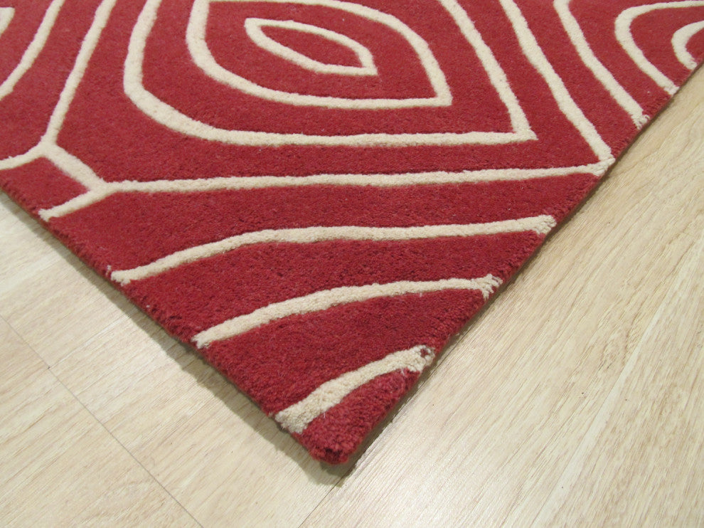 Red Contemporary Geometric Marla Area Rug