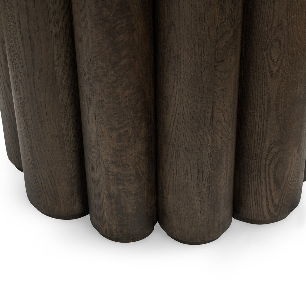 Tiber Oak Wood Round Dining Table, 55", Toasted Brown