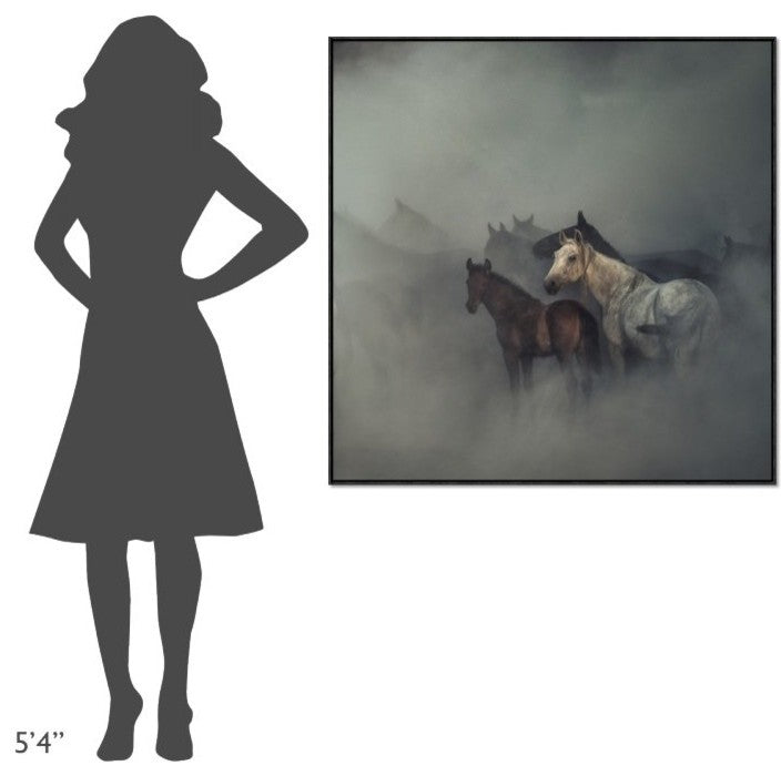 "The Lost Horses" Framed Canvas Giclee by Huseyin Taskin, 41x41"