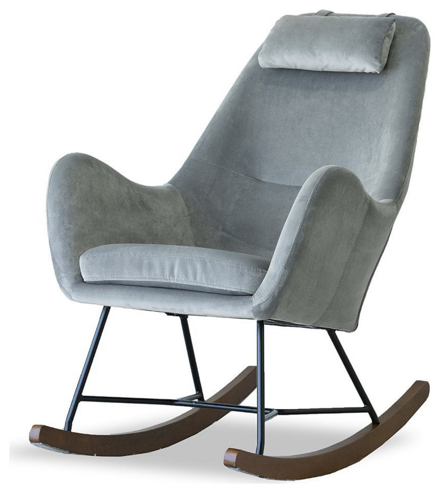 Rumi Mid-Century Modern Indoor Nursery Rocking Chair, Dark Grey