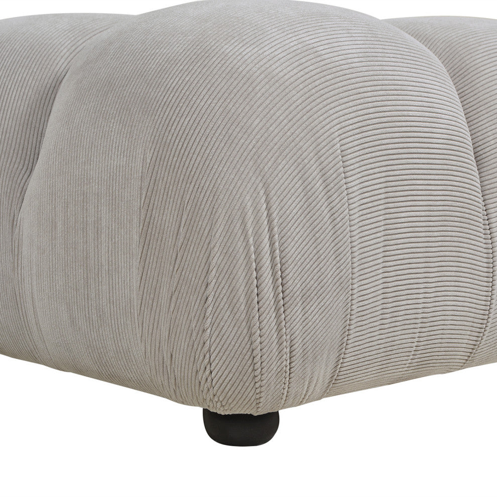 Marcel 36" Modular Tufted Square Cocktail Ottoman, Pebble Gray Corduroy