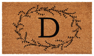 Calloway Mills Rustic Leaf Vine Monogrammed Doormat, 24"x36", Letter D
