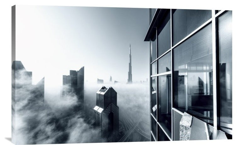 "Foggy City" Stretched Canvas Giclee by Naufal, 30"x19"