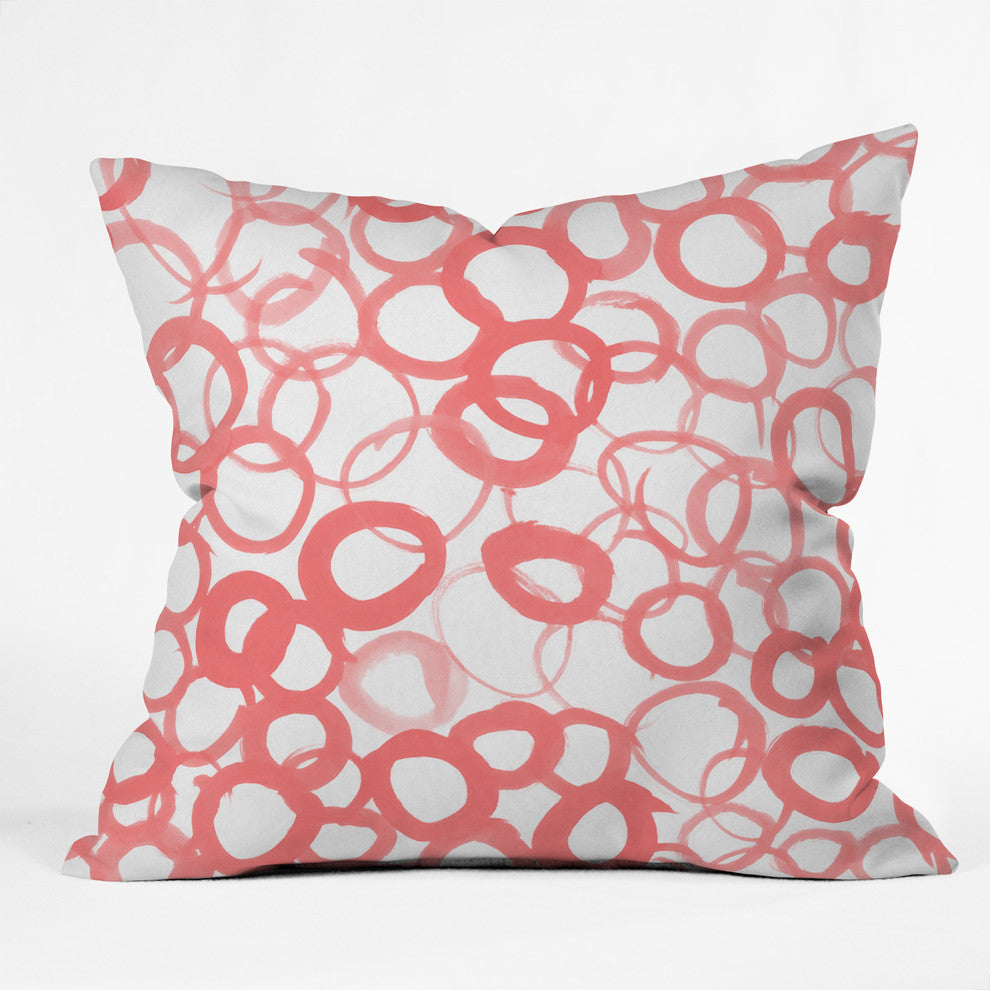 Amy Sia Watercolor Circle Rose Throw Pillow, 18"x18"