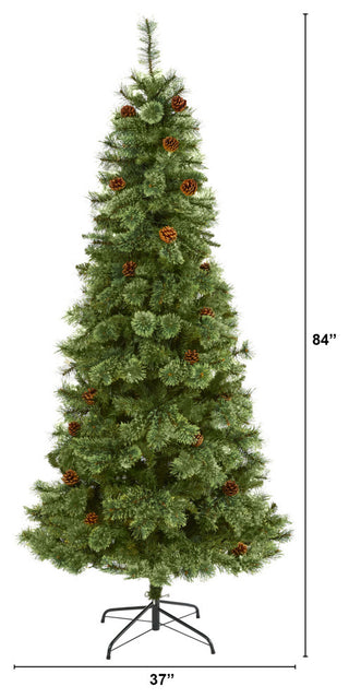 7ft. White Mountain Pine Artificial Christmas Tree with 723 Bendable Branches
