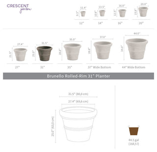 Brunello Planter, Weathered Concrete, 31"