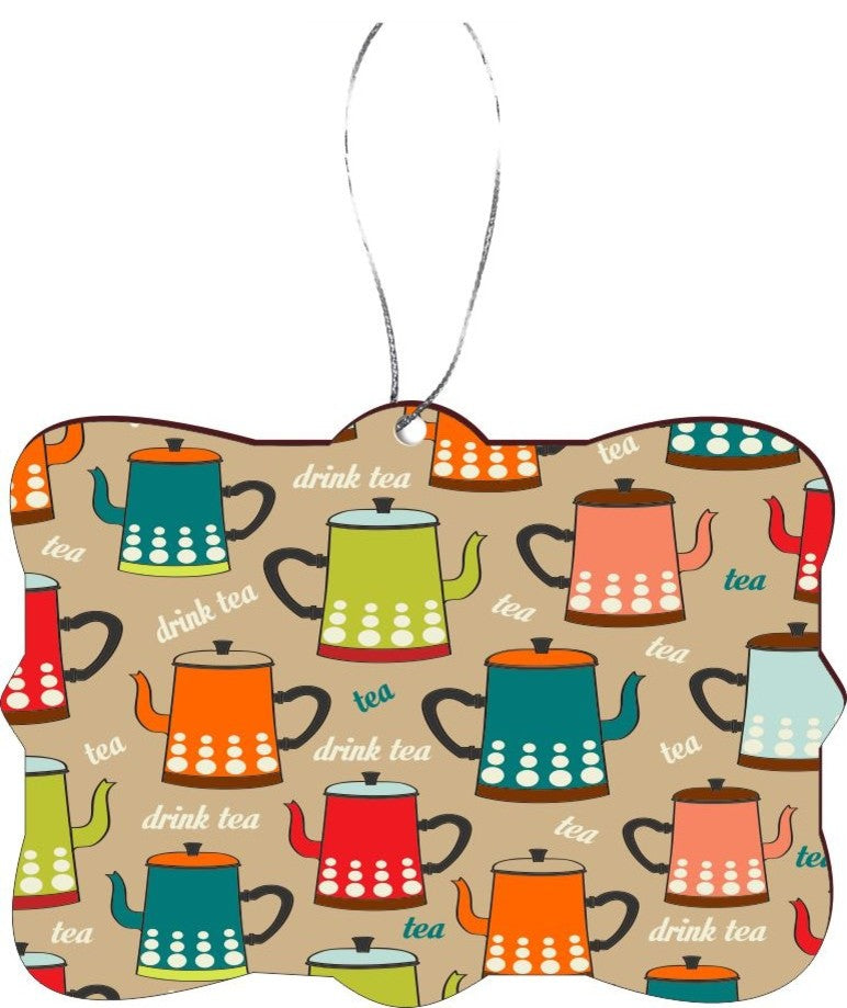 Teapots Art Deco Color Design Rectangle Christmas Tree Ornament