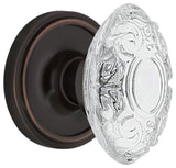 Classic Rosette Interior Mortise Crystal Victorian Knob, Timeless Bronze, 2.25"