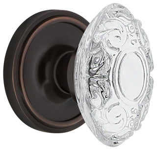 Classic Rosette Interior Mortise Crystal Victorian Knob, Timeless Bronze, 2.25"