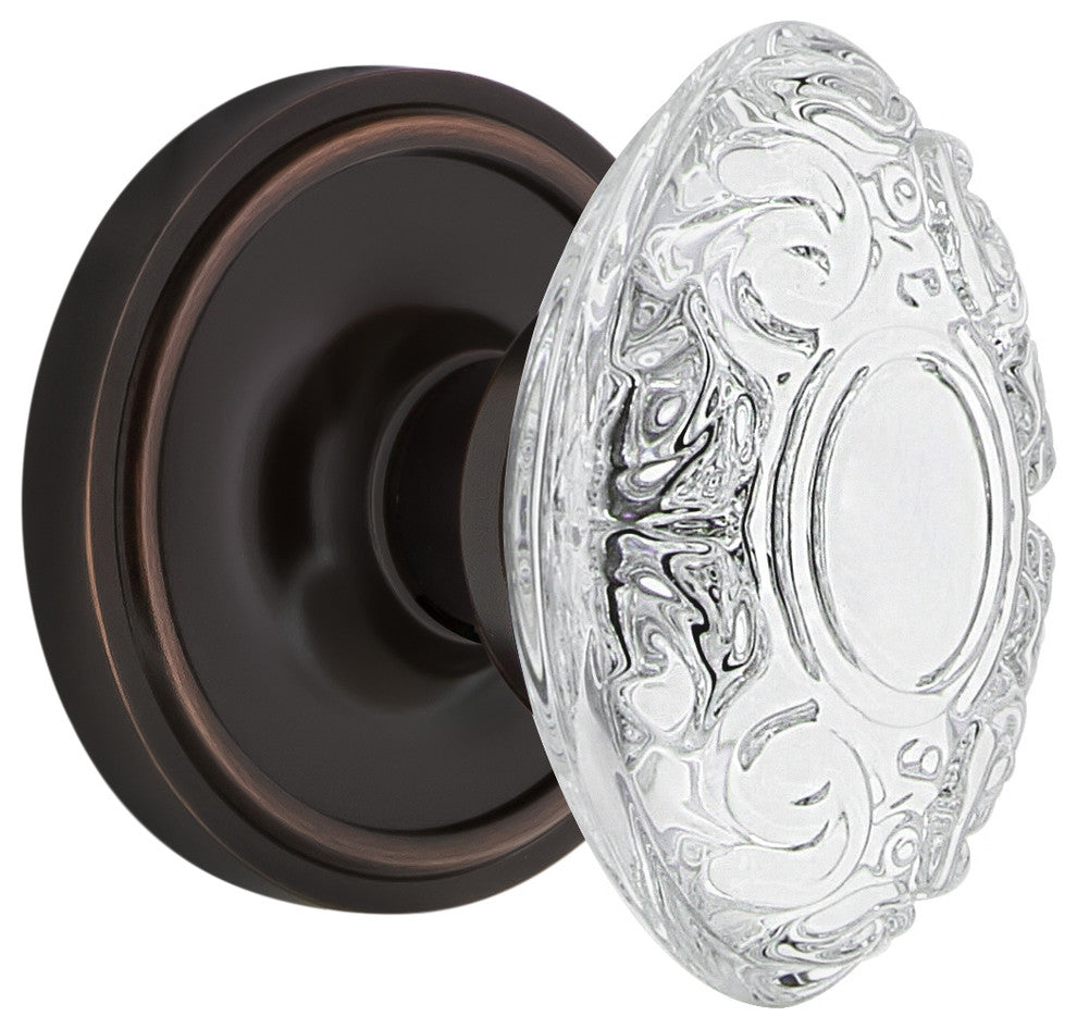 Classic Rosette Interior Mortise Crystal Victorian Knob, Timeless Bronze, 2.25"