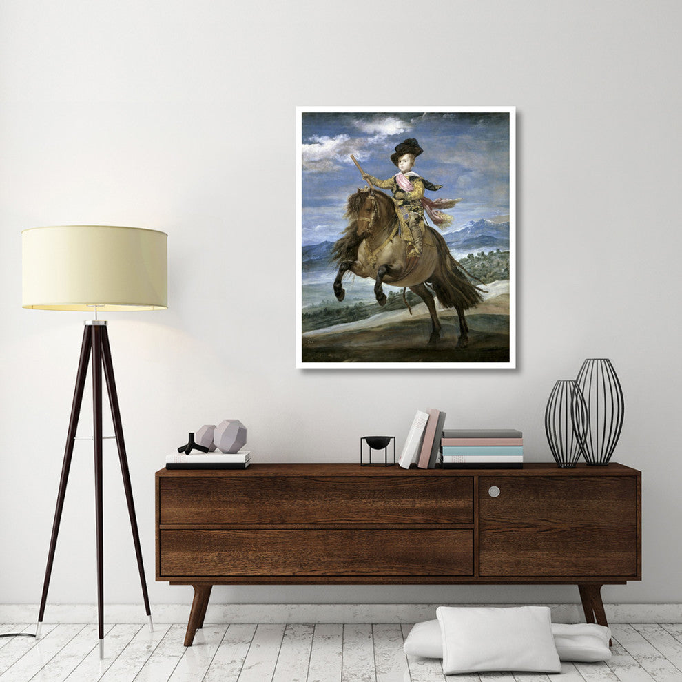 "Prince Carlos Balthasar On Horseback" Print by Diego Velazquez, 39"x46"
