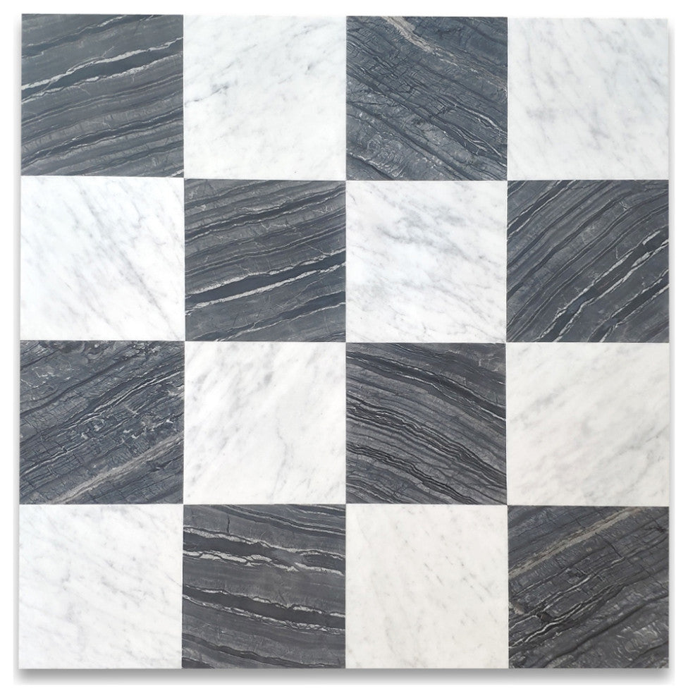Silver Wave Black Forest Grey Antico Wood Vein Marble 12x12 Tile Honed,100sq.ft.