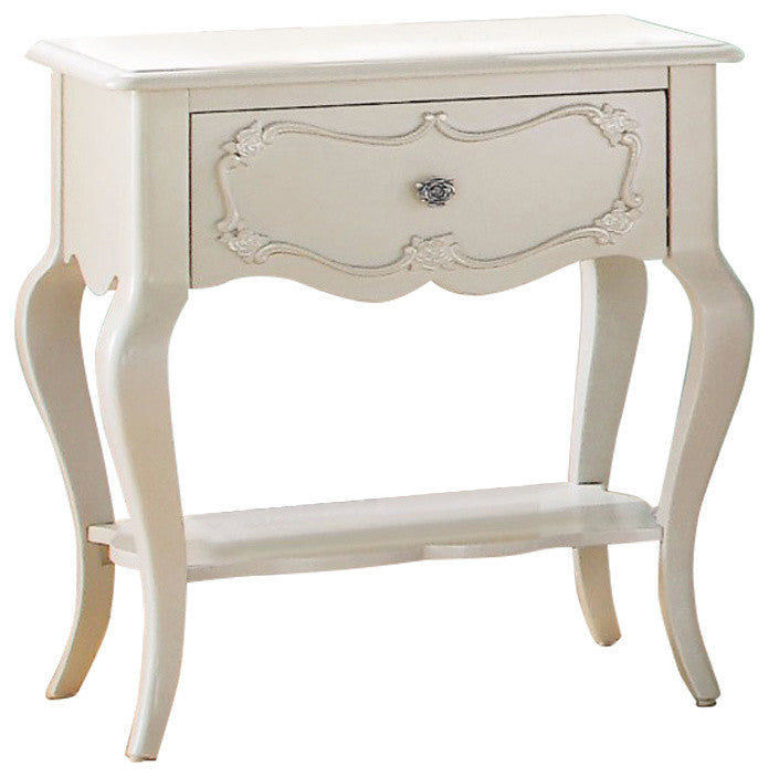 Benzara BM154529 Beautiful Wood Nightstand, Pearl White
