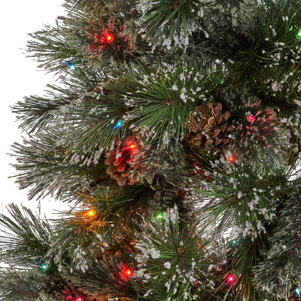 Jody 7' Pine and Mixed Spruce Artificial Christmas Tree, Pre-Lit Multi-Colored