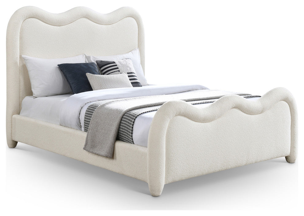 Gavin Upholstered Bed, Cream, King, Chenille Fabric