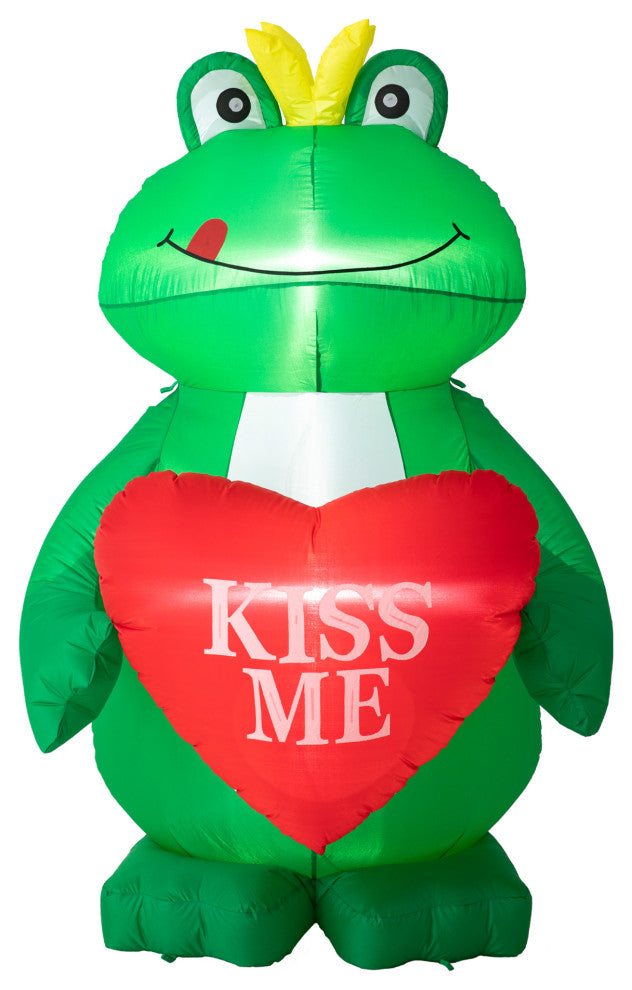6'H Lighted Valentine's Inflatable Frog With Heart Decor