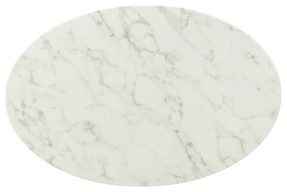 Lippa 42" Oval-Shaped Artificial Marble Coffee Table by Modway